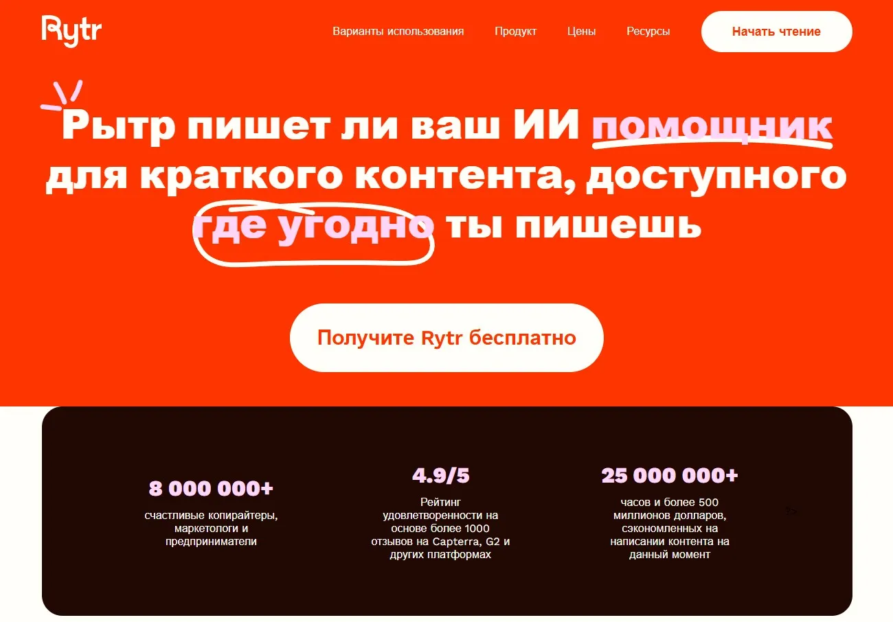 Rytr AI — нейросеть для копирайтеров с бесплатными опциями